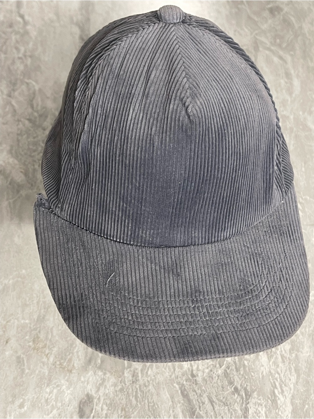 Vintage Gray Corduroy Snapback Hat 100% Cotton Made in China One Size Cap